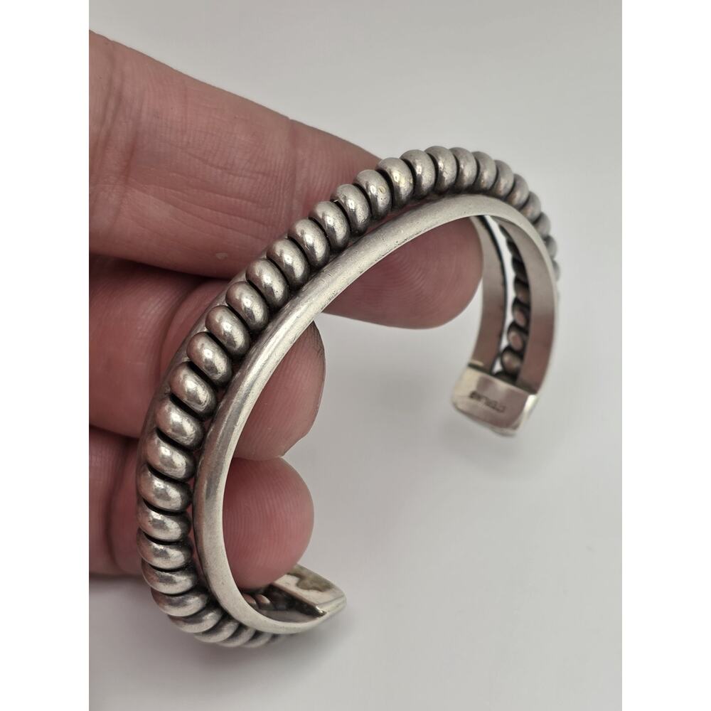 Native American Sterling Silver Twisted Cuff Bracelet - Picture 14 of 16